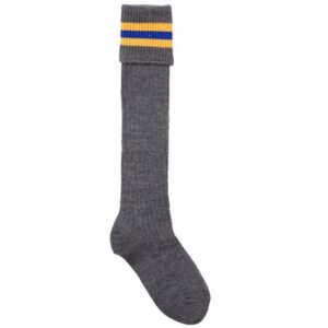 Gray socks with yellow stripes