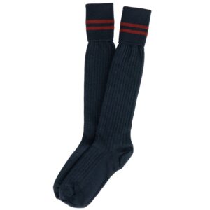 Gray socks with red stripes
